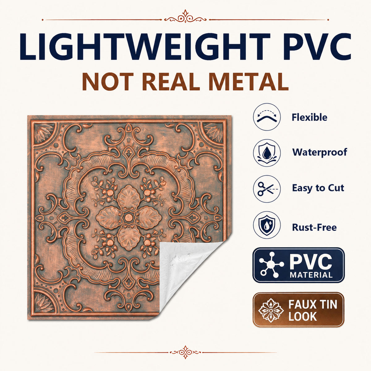 PAINTSDECOR PL19 Rustic copper PVC ceiling tile product detail