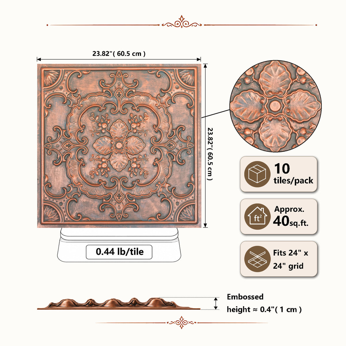 PAINTSDECOR PL19 Rustic copper PVC ceiling tile product detail