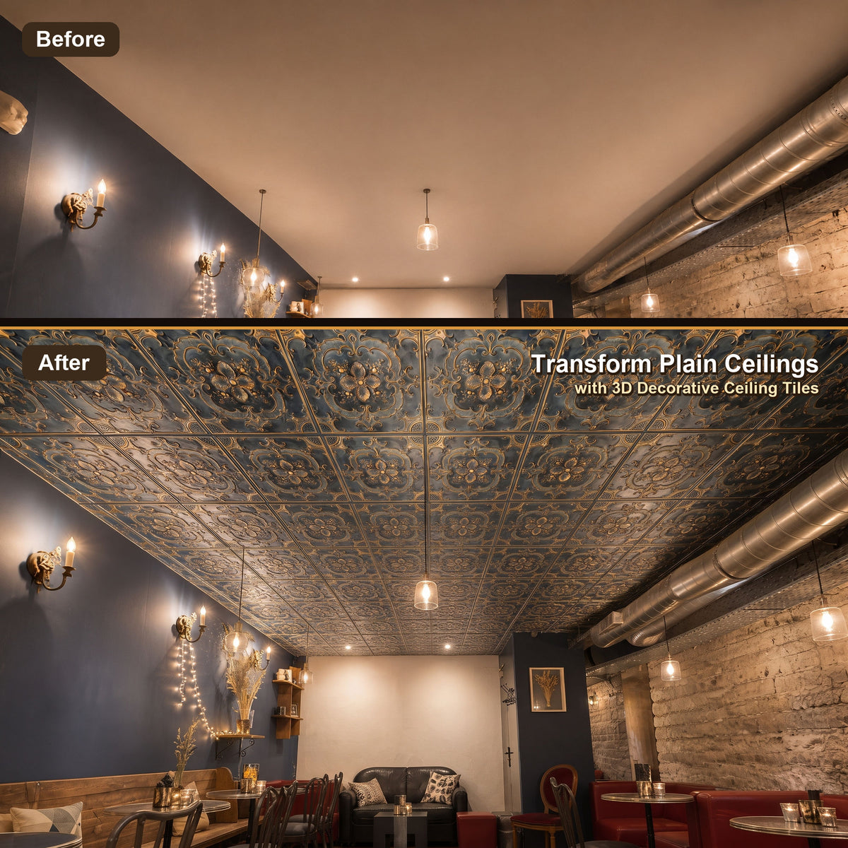 PAINTSDECOR PL19 Smoked gold PVC ceiling tile product detail