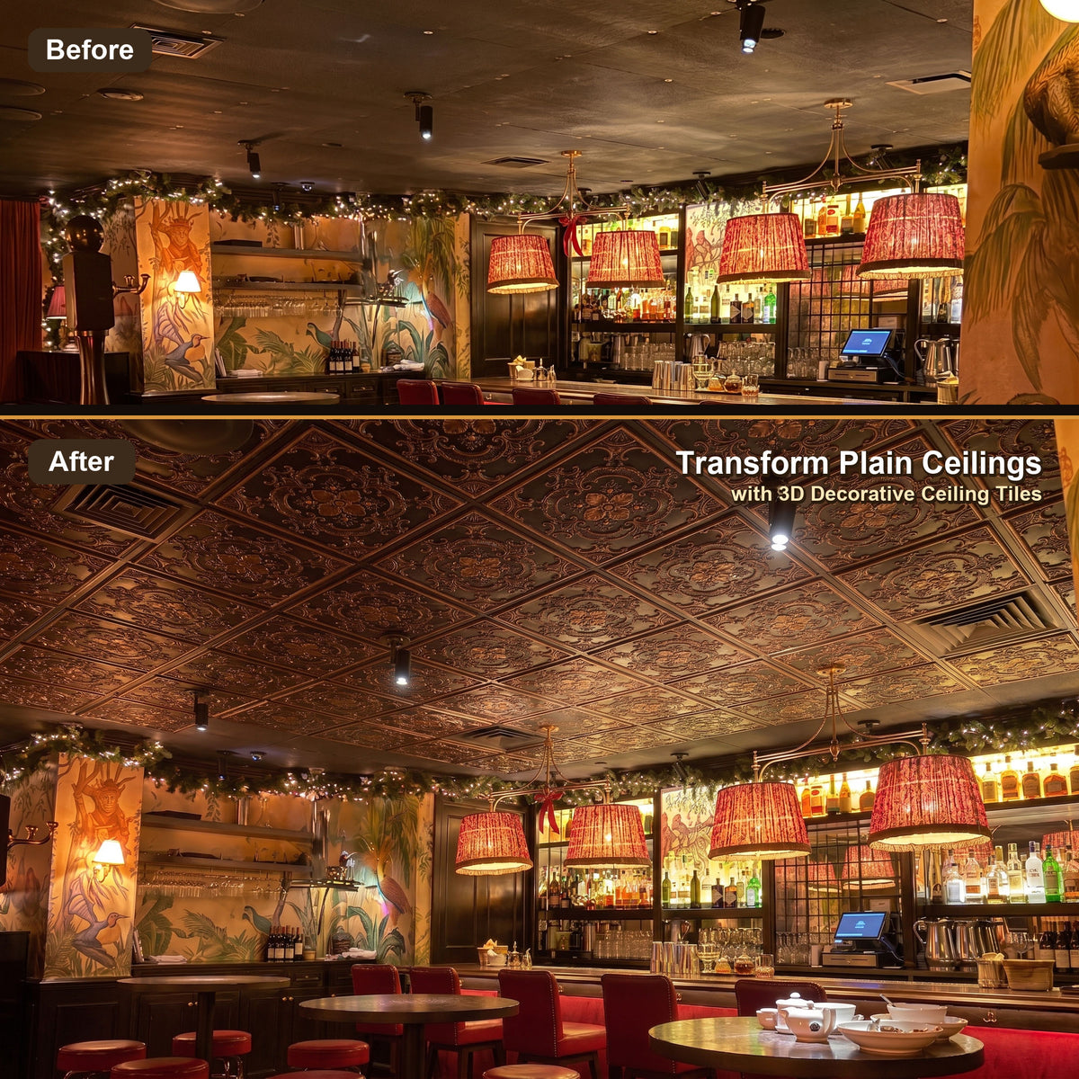 PAINTSDECOR PL19 Traditional copper PVC ceiling tile product detail