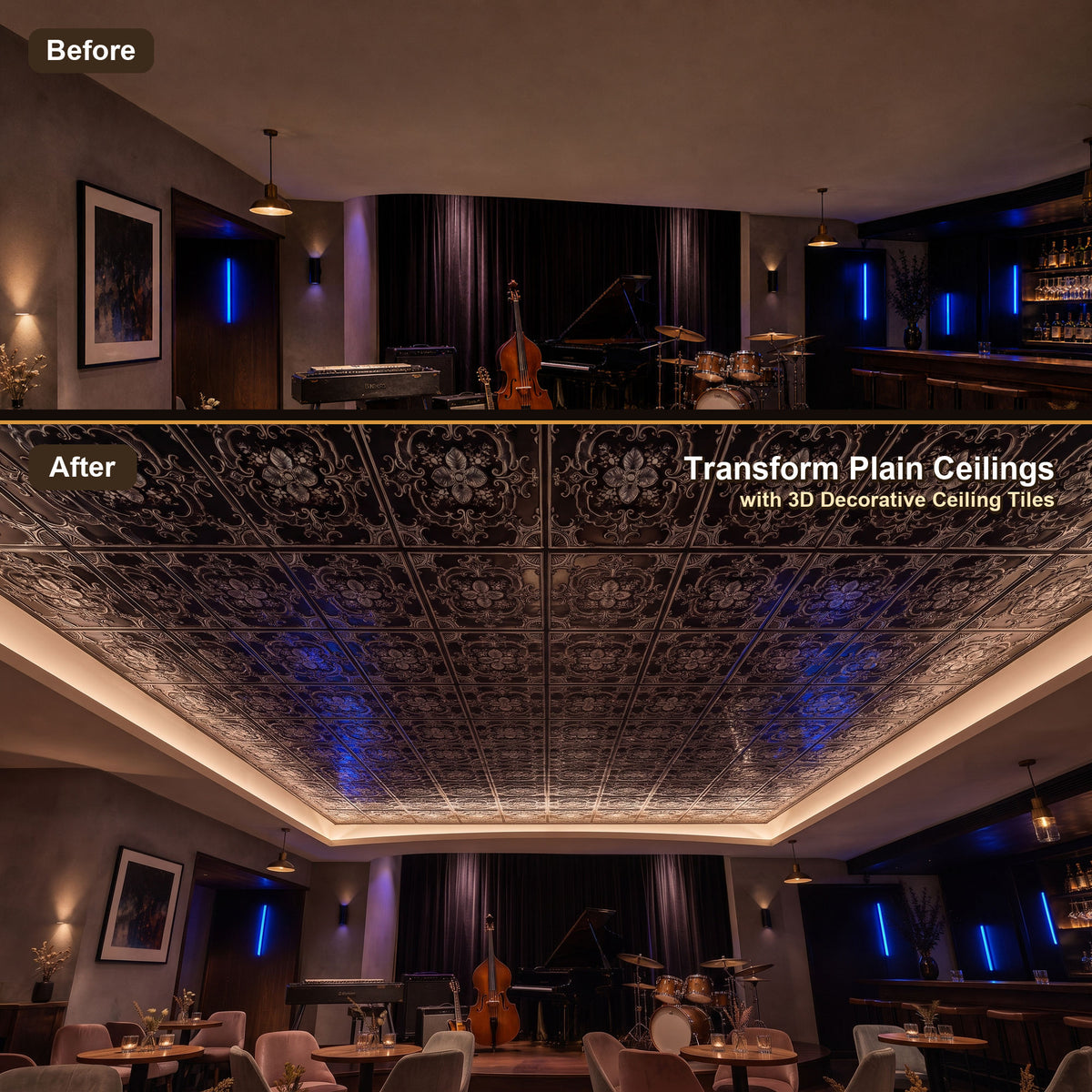 PAINTSDECOR PL19 Traditional silver PVC ceiling tile product detail