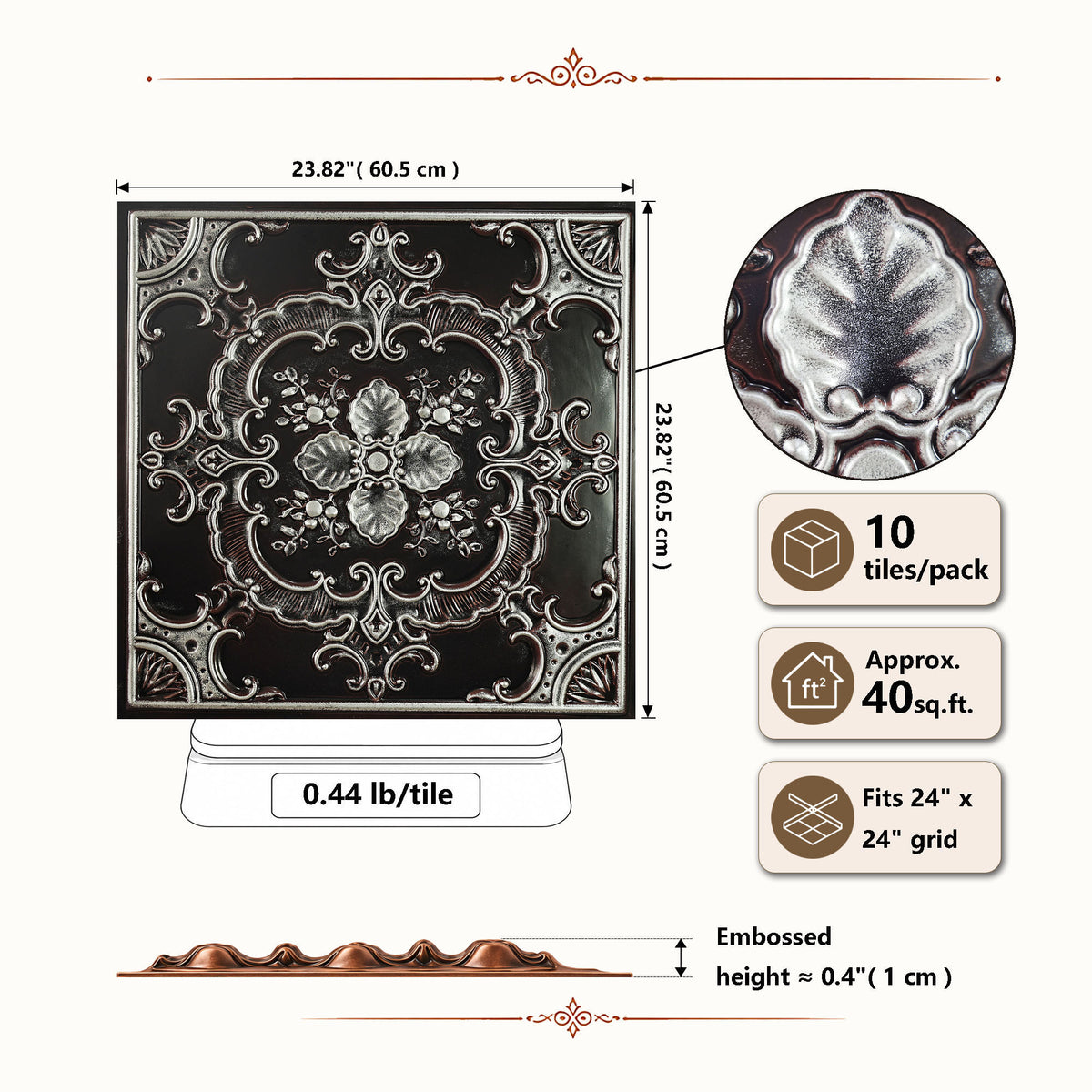 PAINTSDECOR PL19 Traditional silver PVC ceiling tile product detail