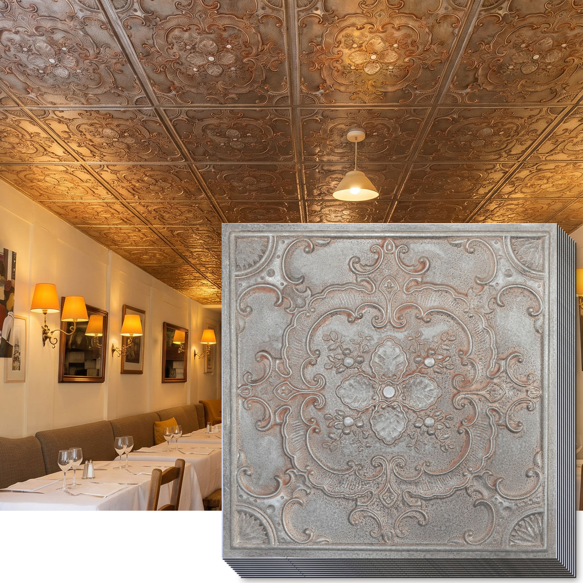 PAINTSDECOR PL19 Weathered Iron PVC ceiling tile product detail