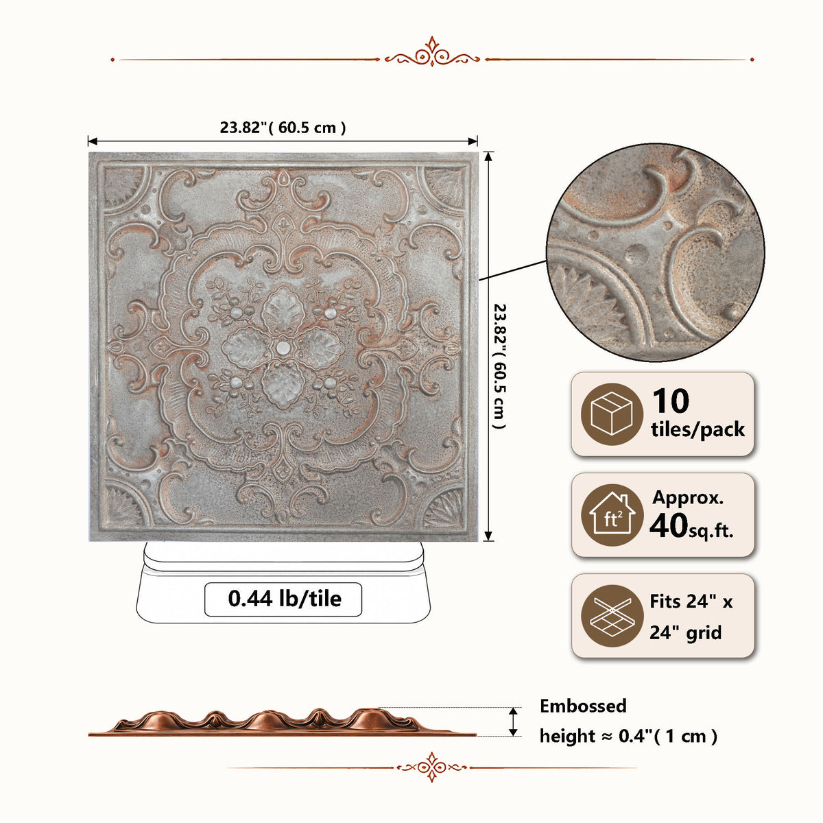 PAINTSDECOR PL19 Weathered Iron PVC ceiling tile product detail