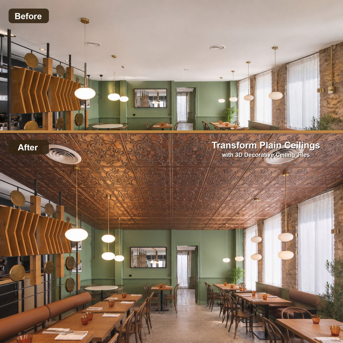 PAINTSDECOR PL19 Weathered copper PVC ceiling tile product detail