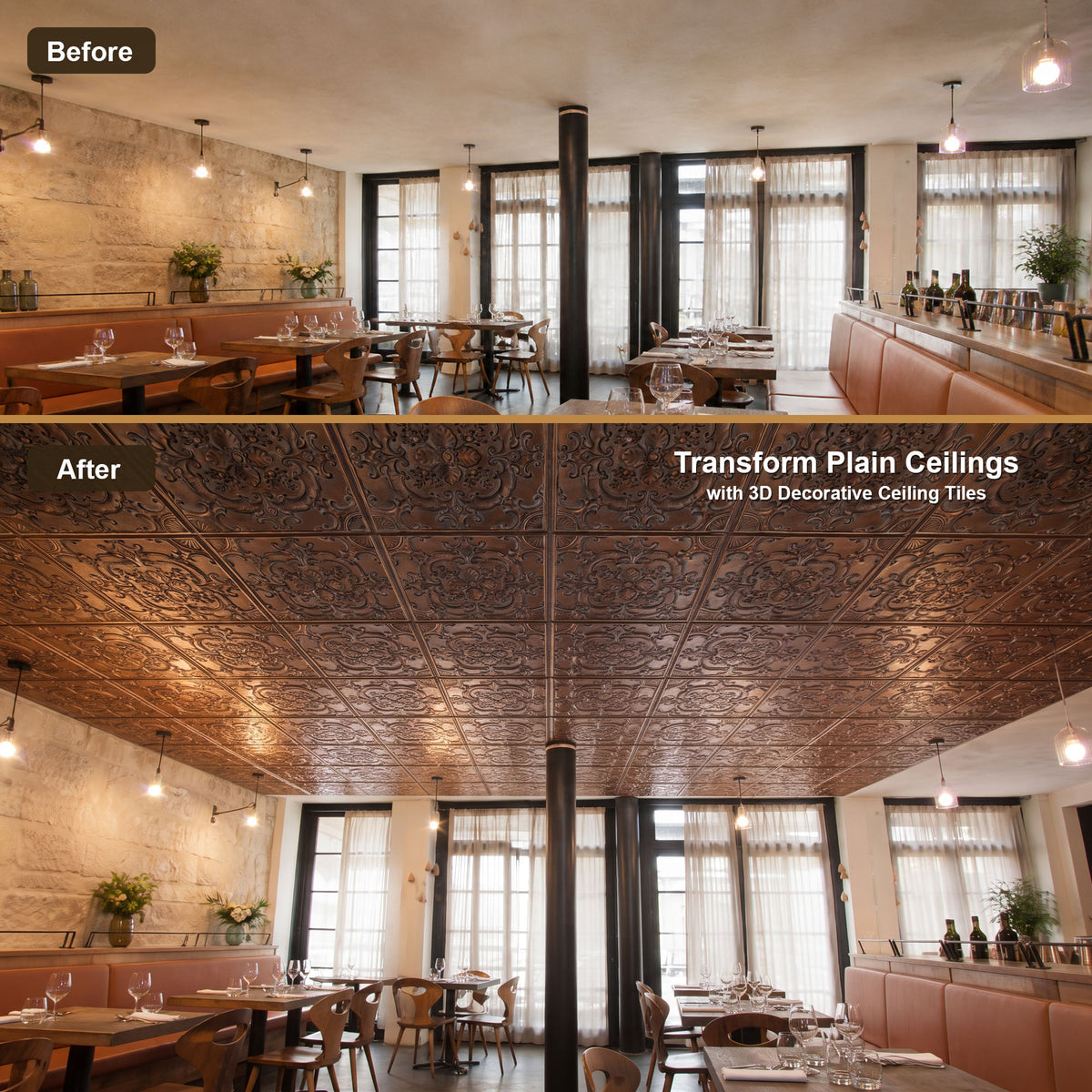 PAINTSDECOR PL19 Weathered copper PVC ceiling tile product detail