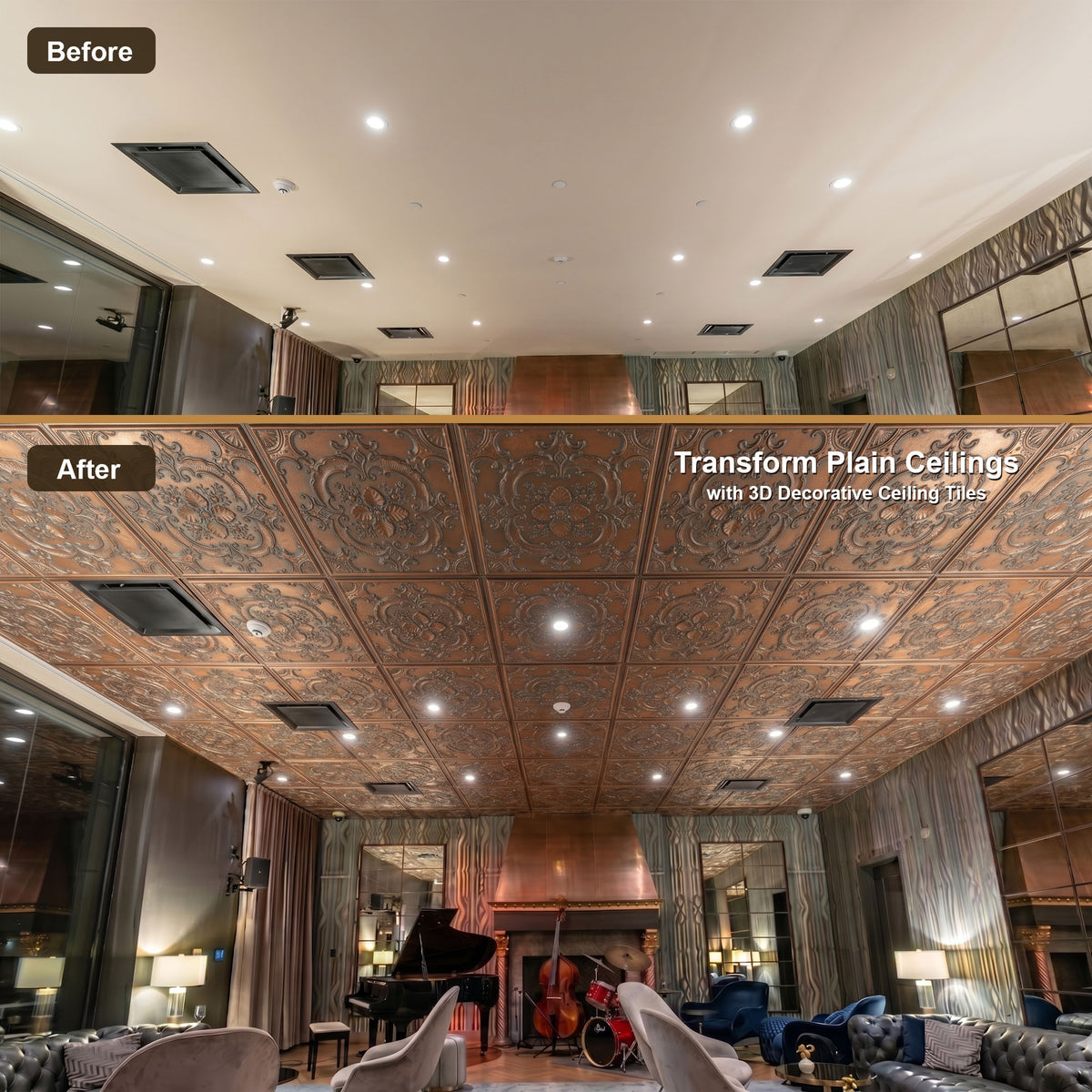 PAINTSDECOR PL19 Weathered copper PVC ceiling tile product detail
