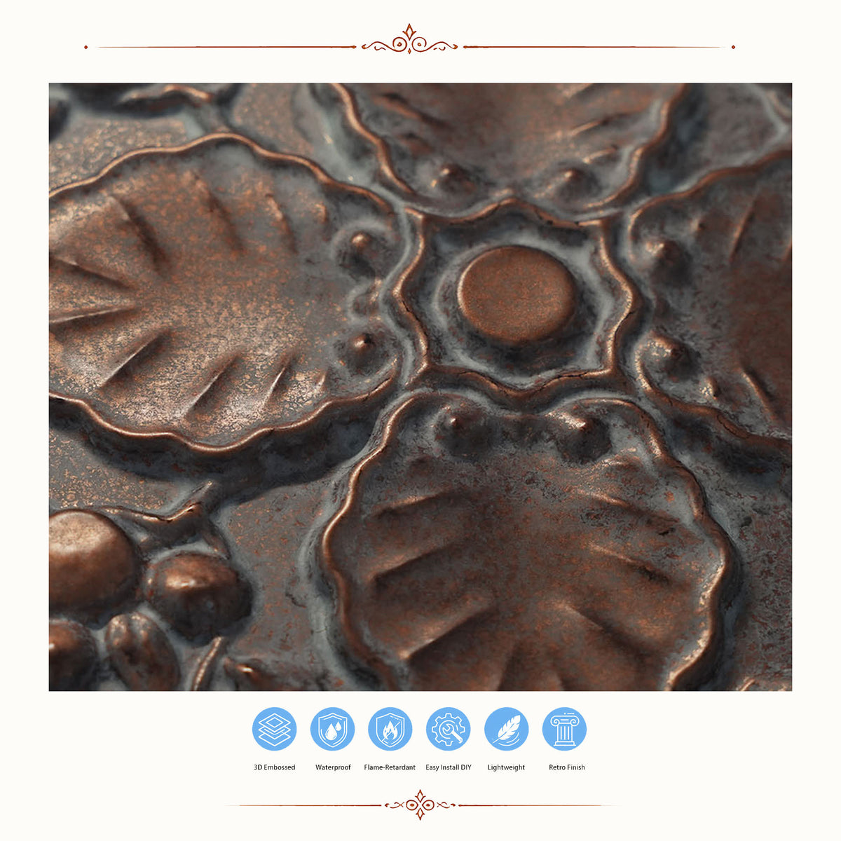 PAINTSDECOR PL19 Weathered copper PVC ceiling tile product detail