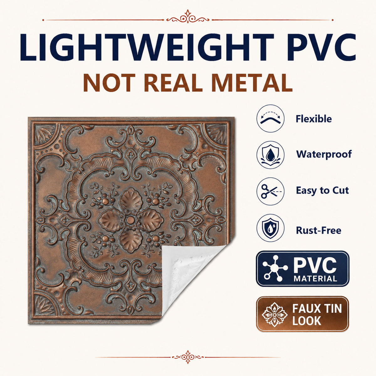 PAINTSDECOR PL19 Weathered copper PVC ceiling tile product detail