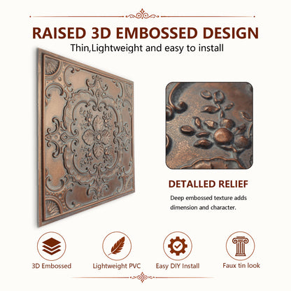 PAINTSDECOR PL19 Weathered copper PVC ceiling tile product detail