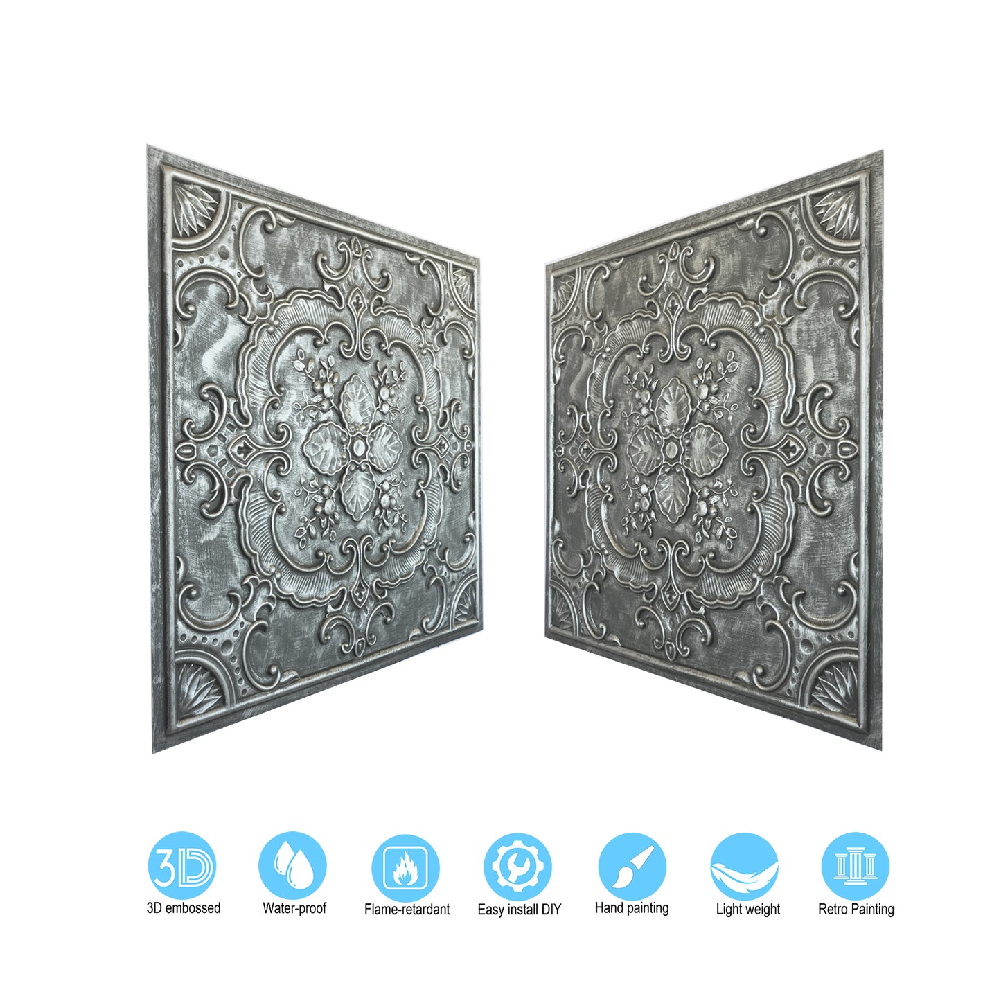 10tiles/lot Vintage-Style Ceiling Tiles for Elegant Restaurants, Coffee Houses and Hospitality Spaces PL19