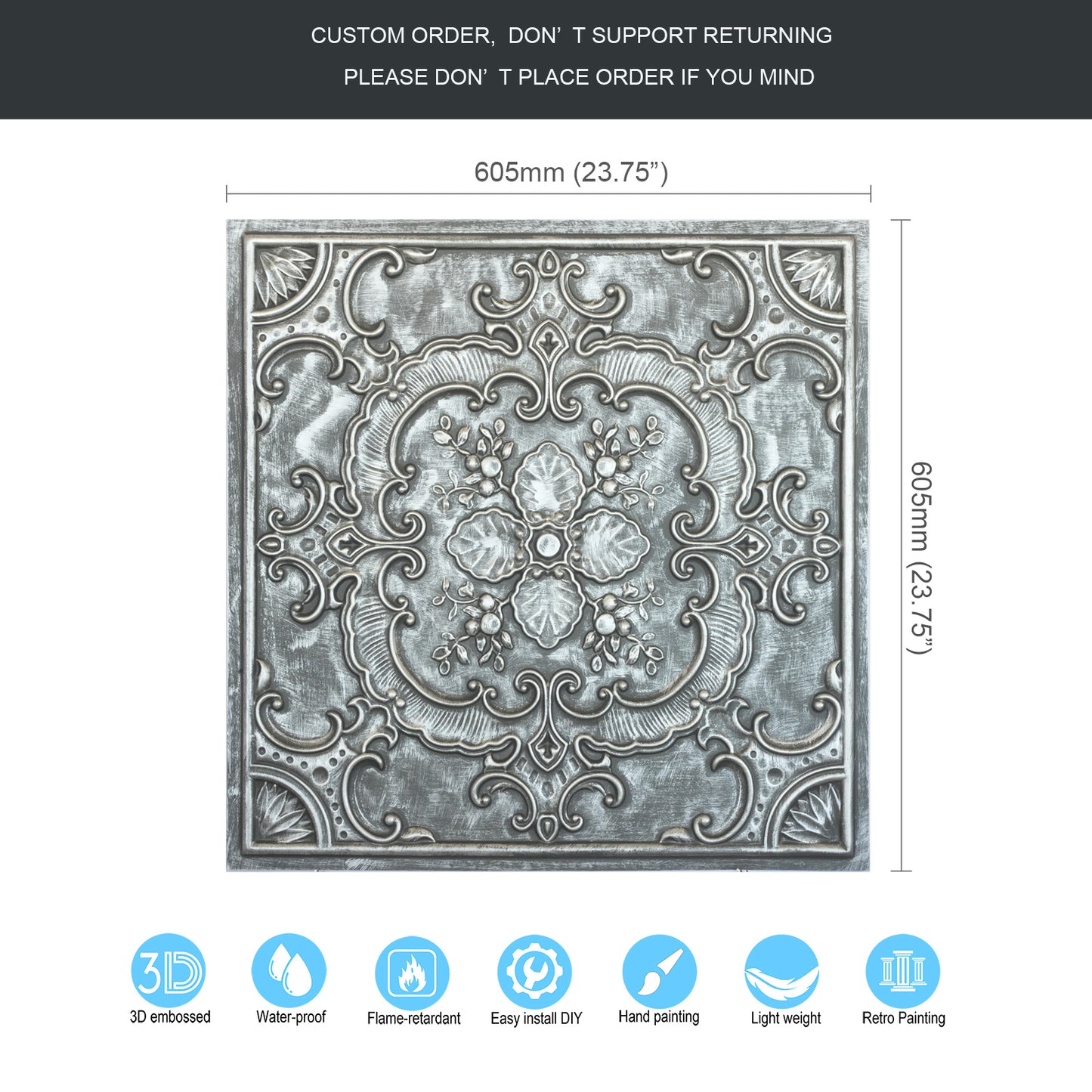 10tiles/lot Vintage-Style Ceiling Tiles for Elegant Restaurants, Coffee Houses and Hospitality Spaces PL19