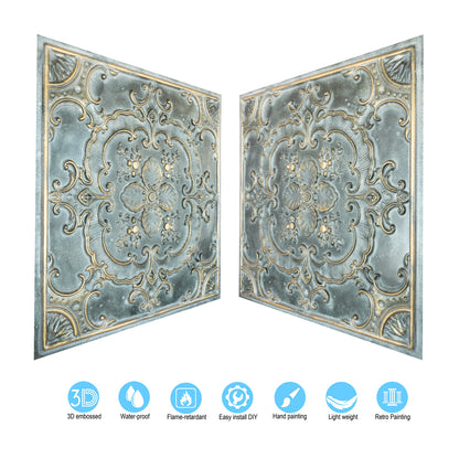 10tiles/lot Textured PVC Ceiling Tiles for Light-Luxury Restaurants, Salons and Beauty Studios PL19