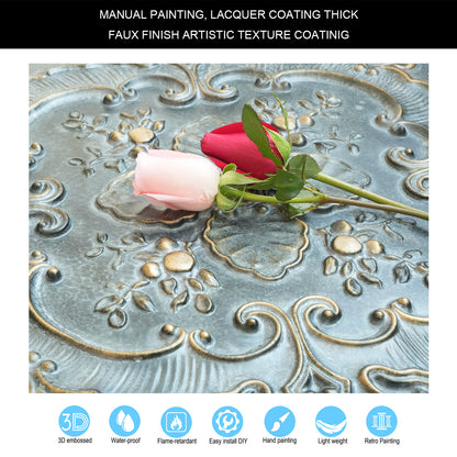 10tiles/lot Textured PVC Ceiling Tiles for Light-Luxury Restaurants, Salons and Beauty Studios PL19