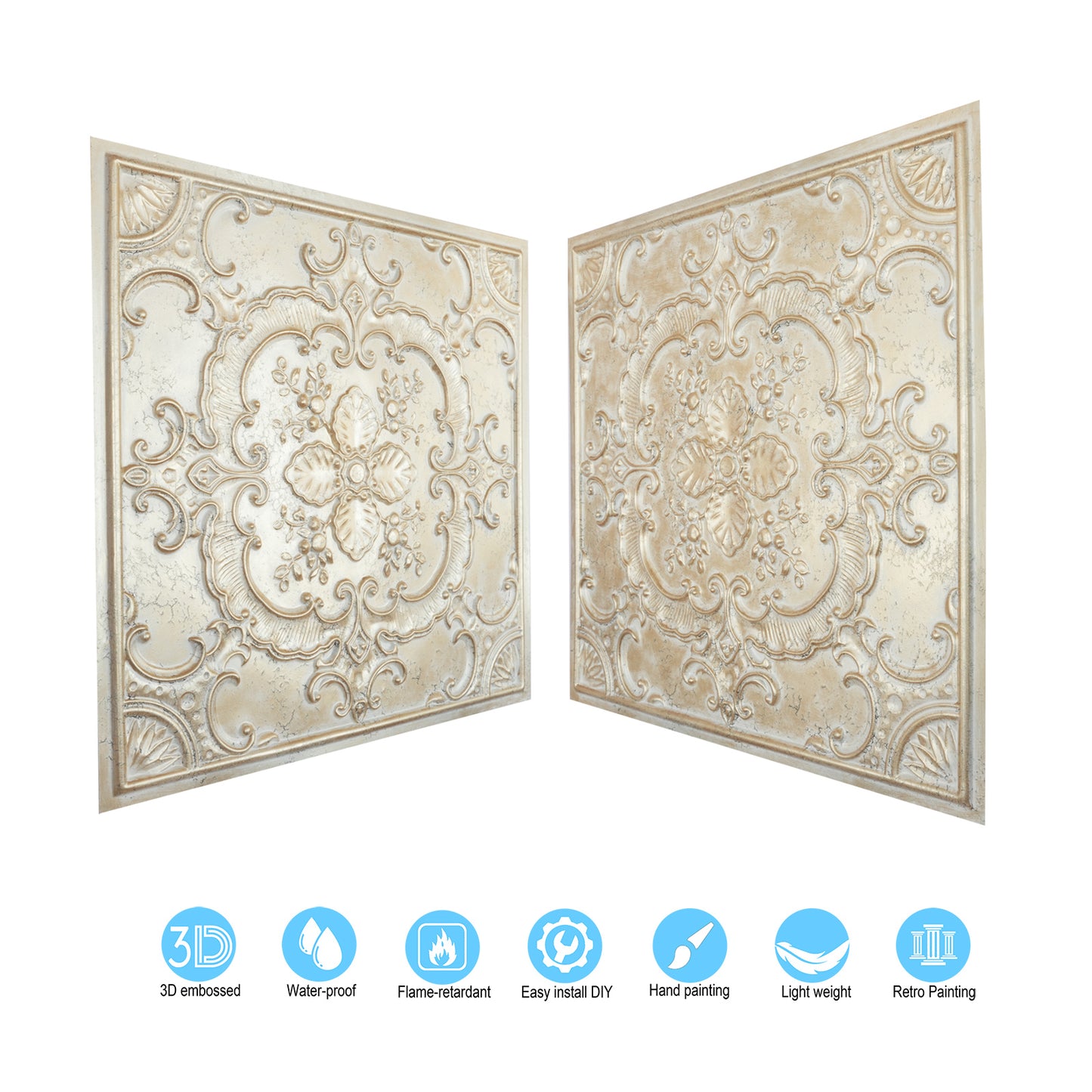 10tiles/lot Classic Victorian Ceiling Tiles for Boutique Hotels, Heritage Inns and Luxury Villas PL19