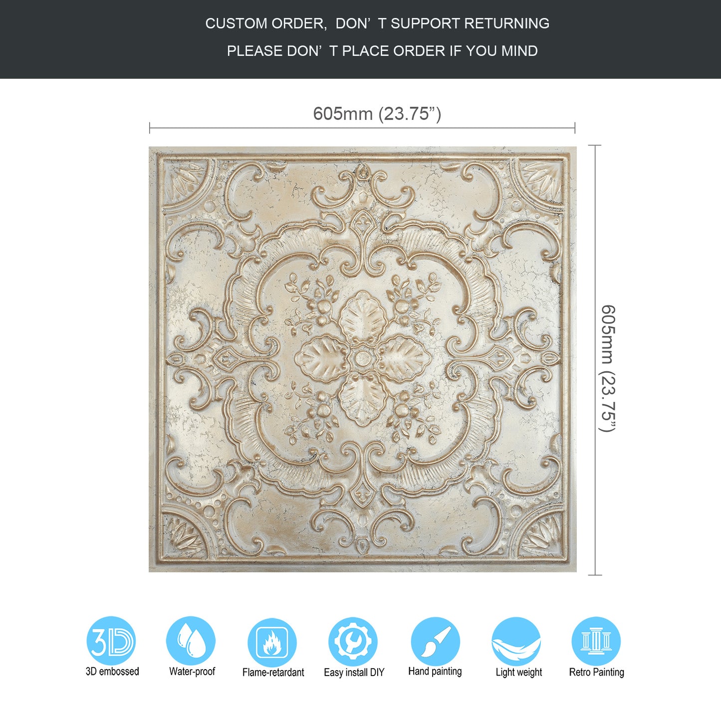 10tiles/lot Classic Victorian Ceiling Tiles for Boutique Hotels, Heritage Inns and Luxury Villas PL19