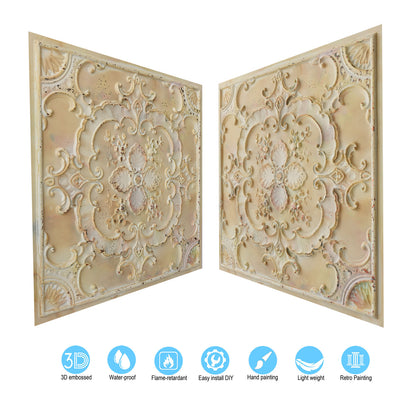 10tiles/lot Textured PVC Ceiling Tiles for Light-Luxury Restaurants, Salons and Beauty Studios PL19