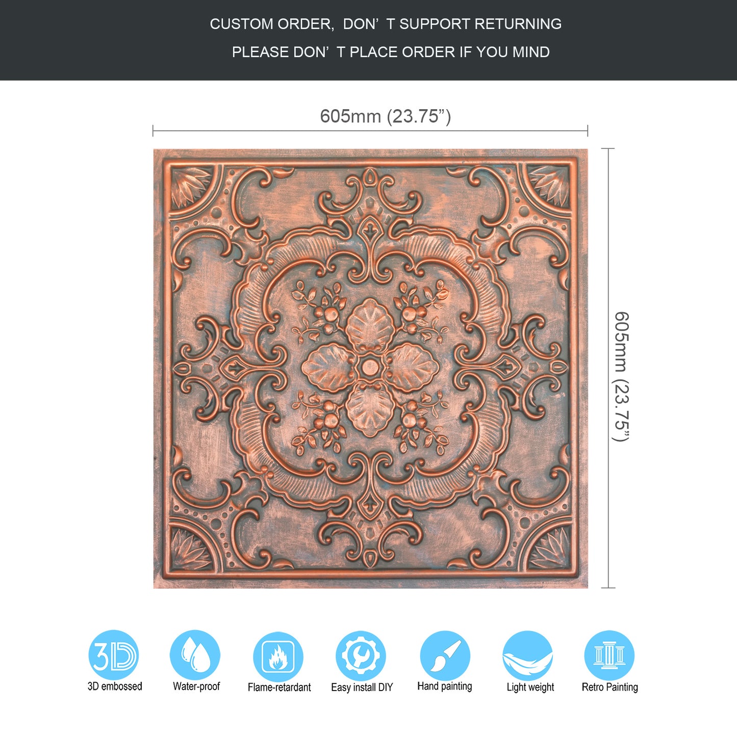 10tiles/lot Tin Ceiling Tiles for Book Cafés, Literary Stores and Creative Cultural Spaces PL19