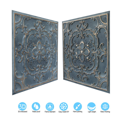 10tiles/lot Textured PVC Ceiling Tiles for Light-Luxury Restaurants, Salons and Beauty Studios PL19