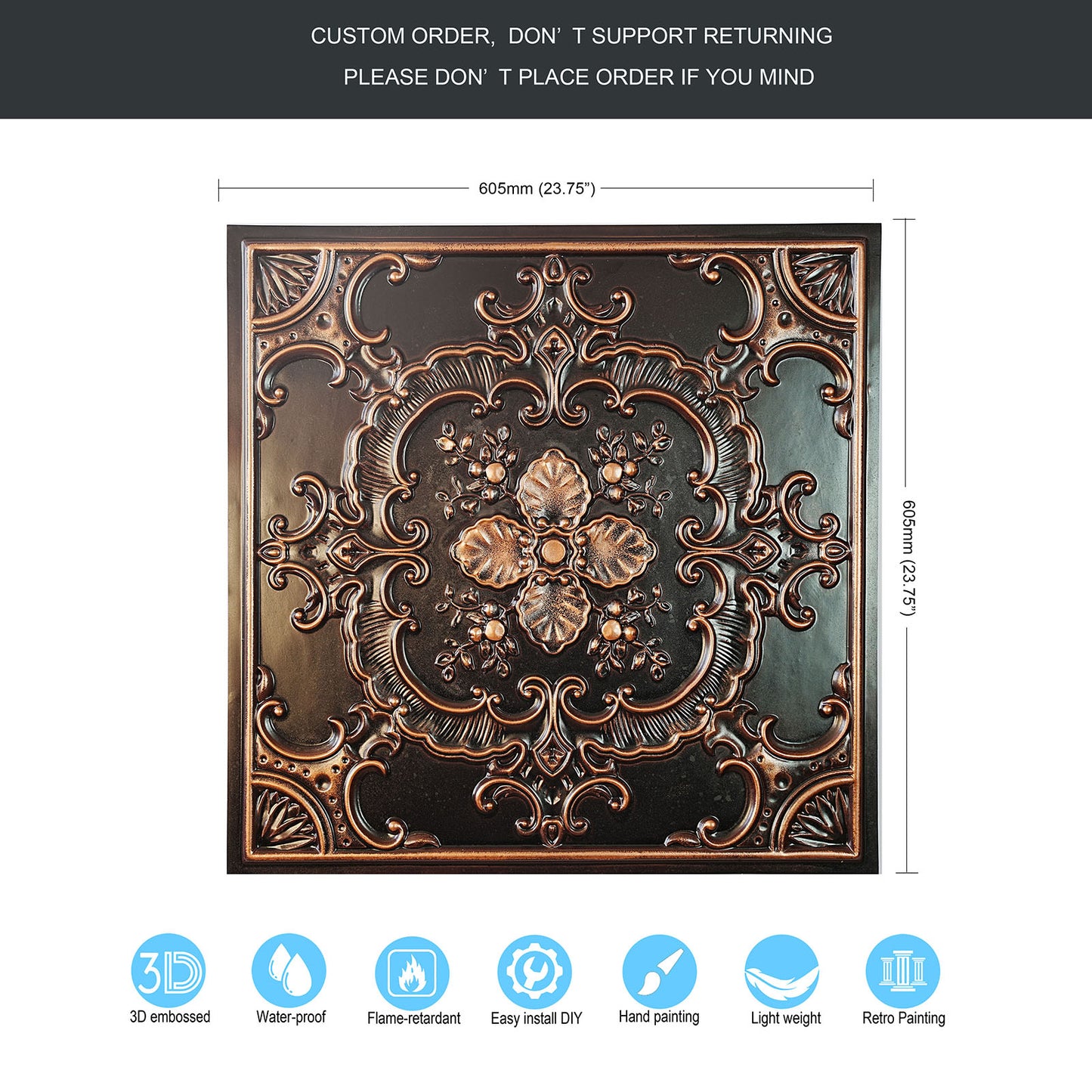 10tiles/lot Tin Ceiling Tiles for Book Cafés, Literary Stores and Creative Cultural Spaces PL19