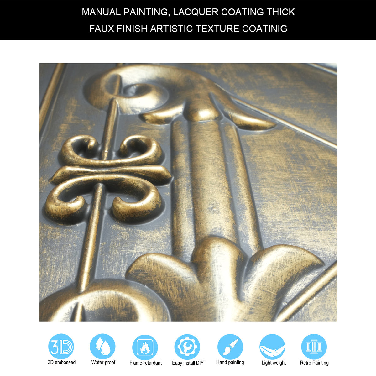 PAINTSDECOR PL22 Ancient gold PVC ceiling tile product detail