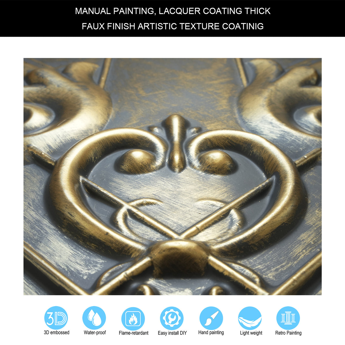 PAINTSDECOR PL22 Ancient gold PVC ceiling tile product detail