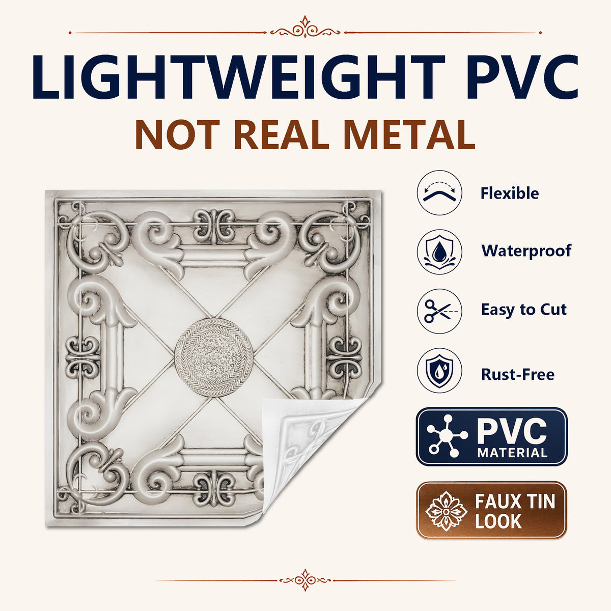 PAINTSDECOR PL22 Aged white PVC ceiling tile product detail