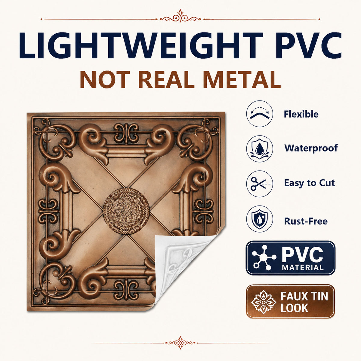 PAINTSDECOR PL22 Aged copper PVC ceiling tile product detail