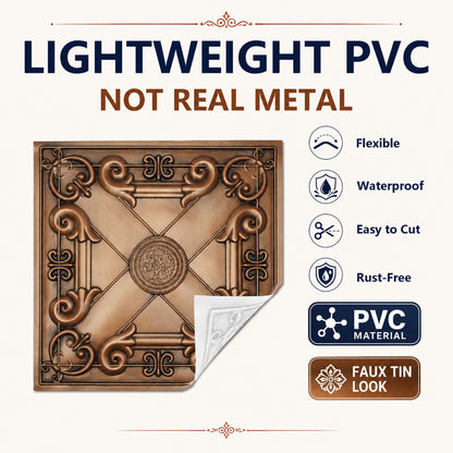 PAINTSDECOR PL22 Aged copper PVC ceiling tile product detail
