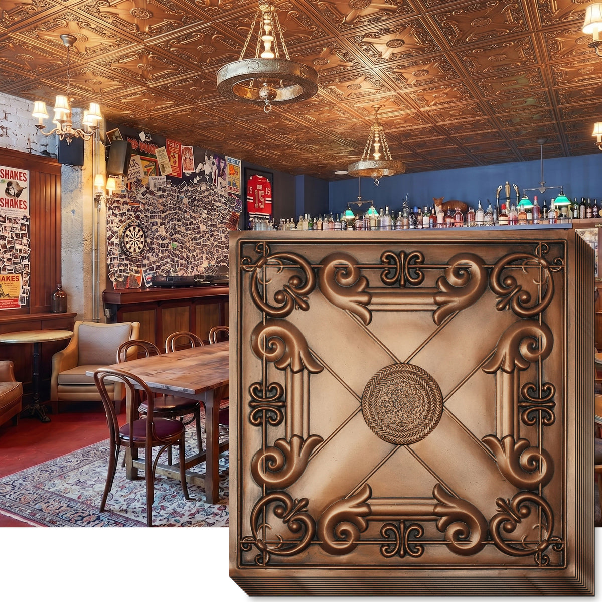 PAINTSDECOR PL22 Aged copper PVC ceiling tile product detail