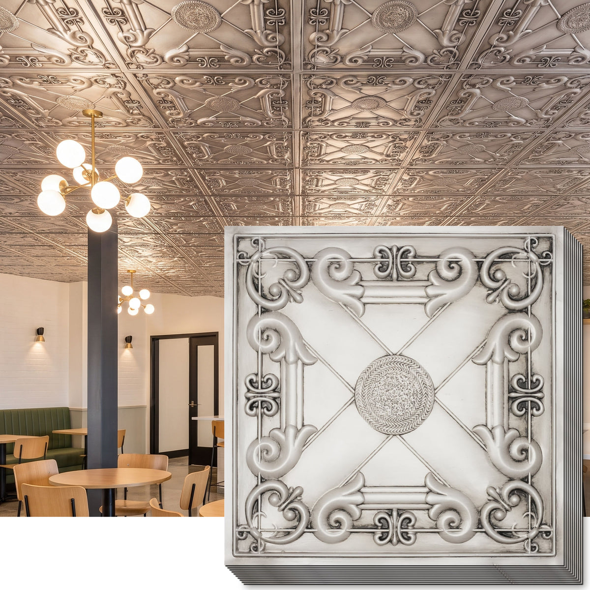 PAINTSDECOR PL22 Aged white PVC ceiling tile product detail