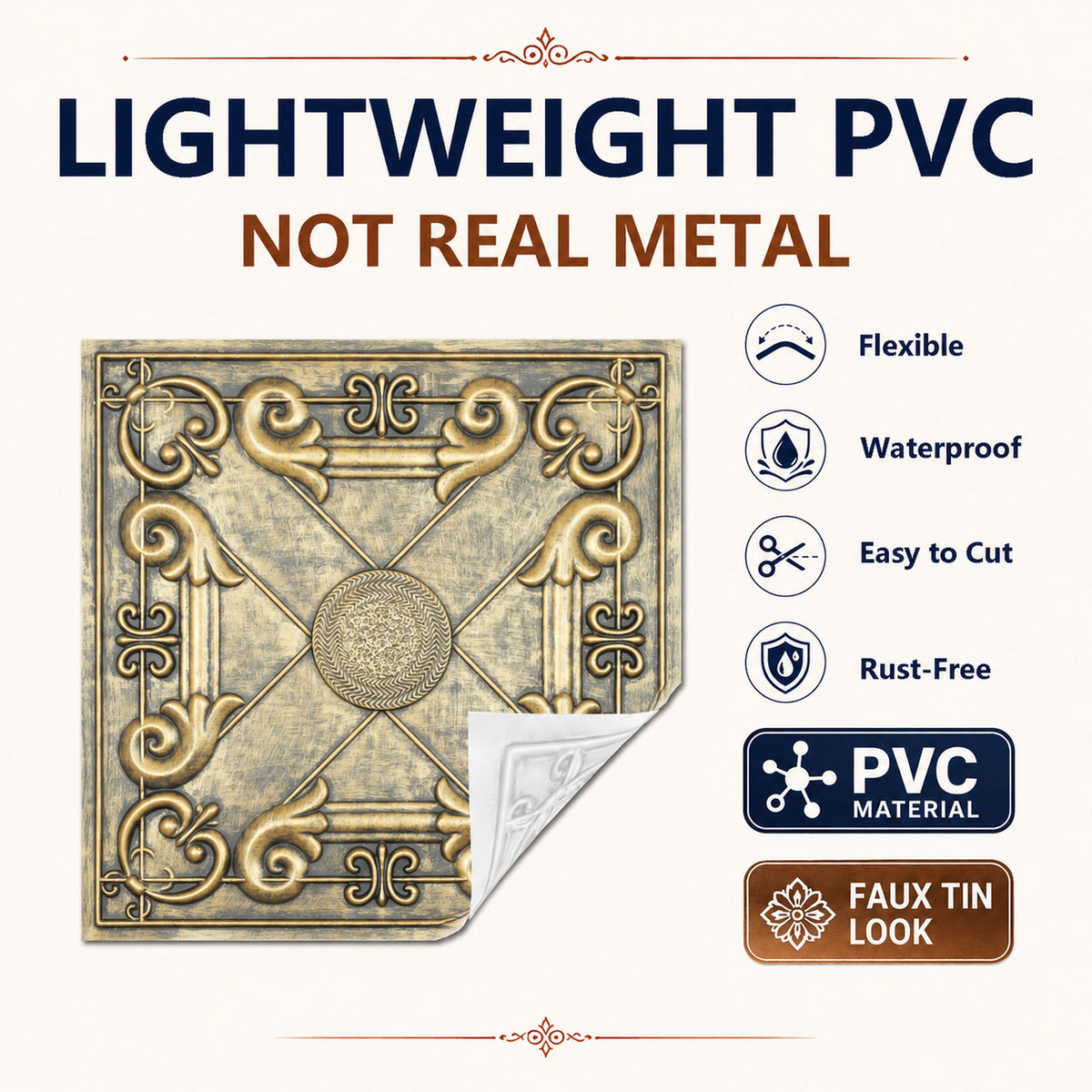 PAINTSDECOR PL22 Ancient gold PVC ceiling tile product detail