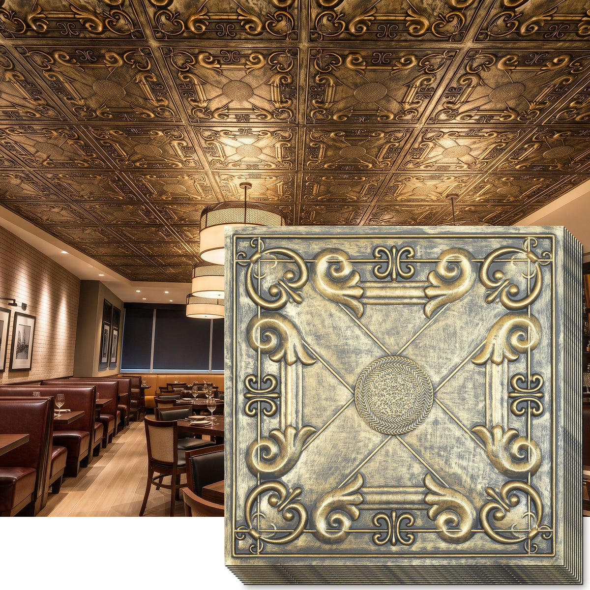 PAINTSDECOR PL22 Ancient gold PVC ceiling tile product detail