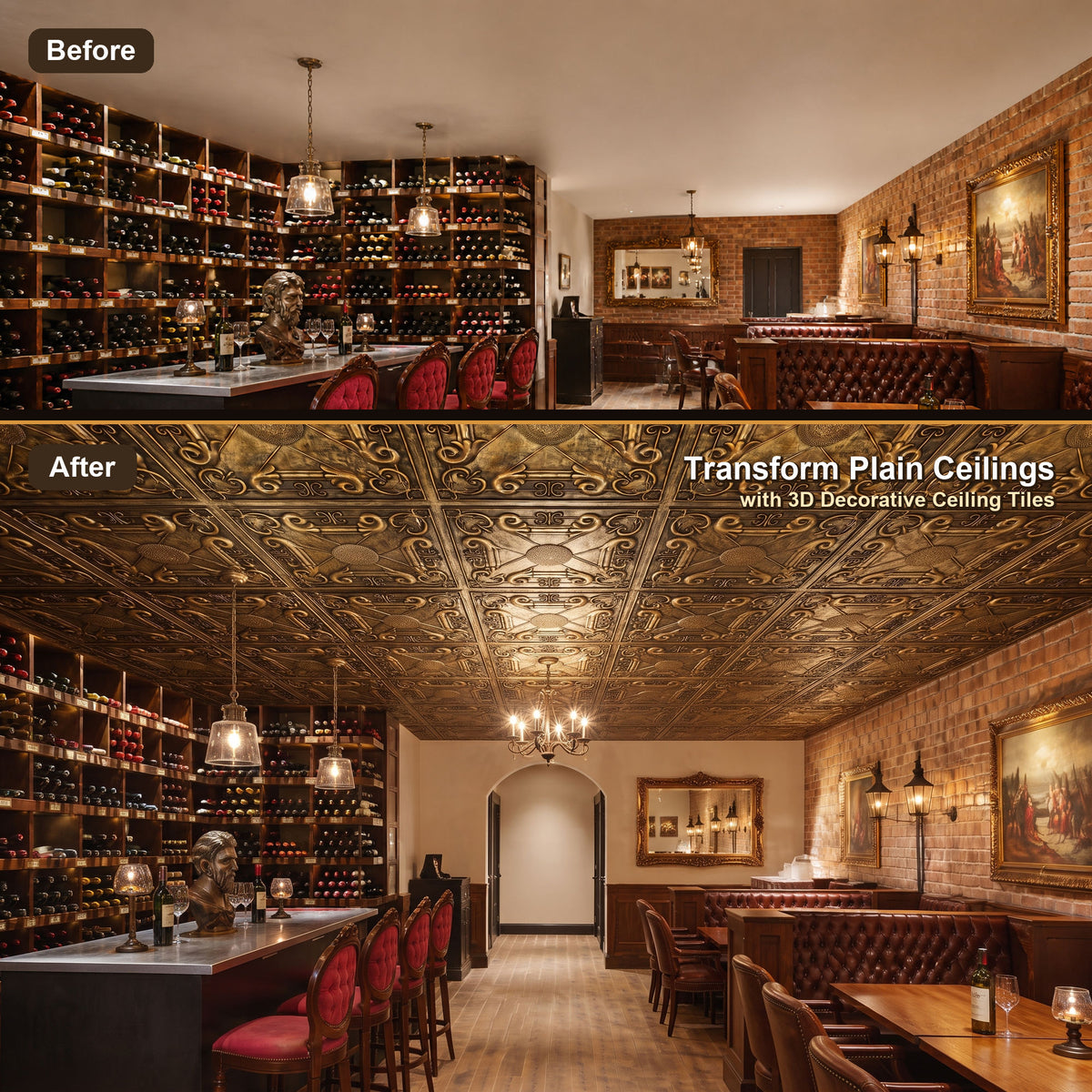 PAINTSDECOR PL22 Ancient gold PVC ceiling tile product detail
