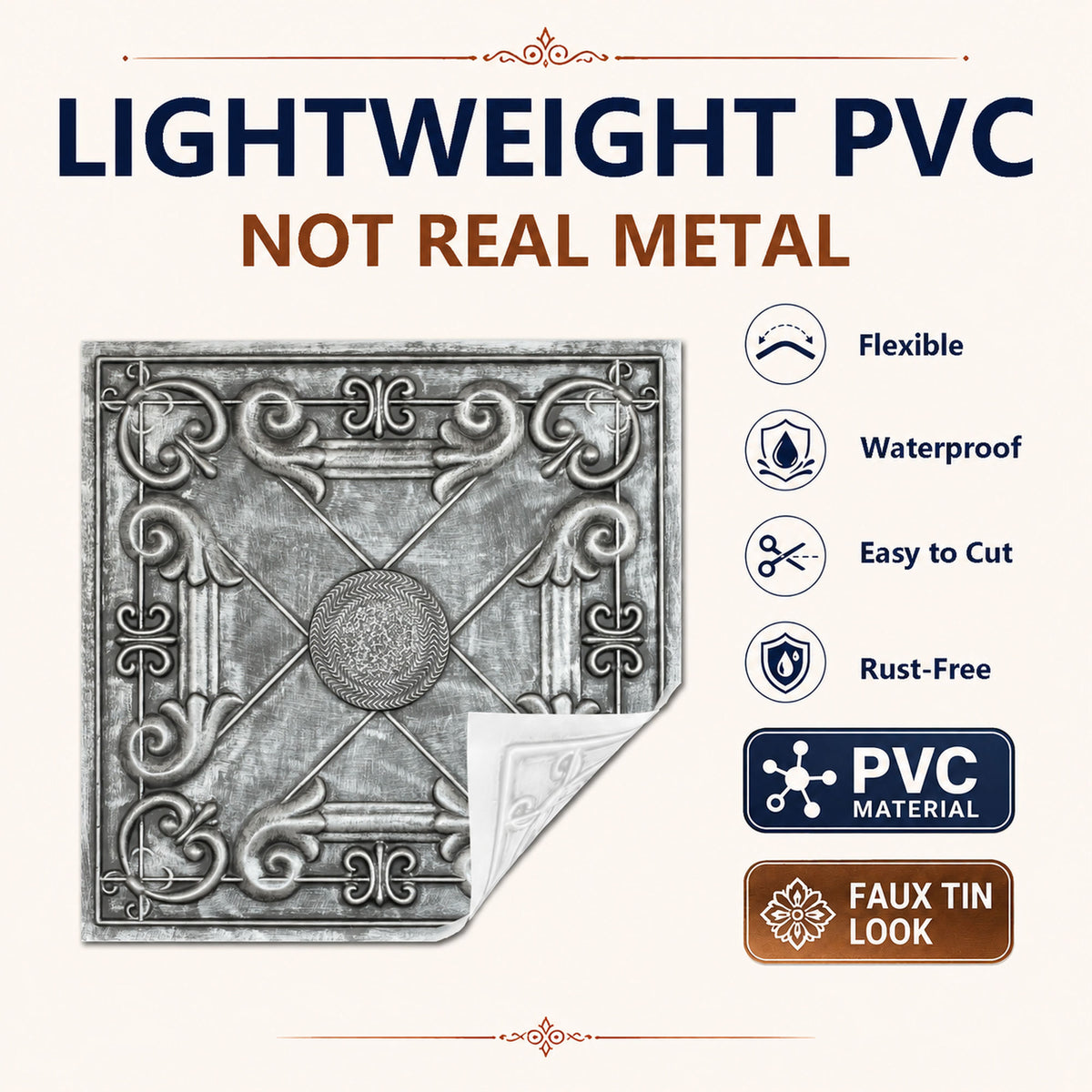 PAINTSDECOR PL22 Antique tin PVC ceiling tile product detail