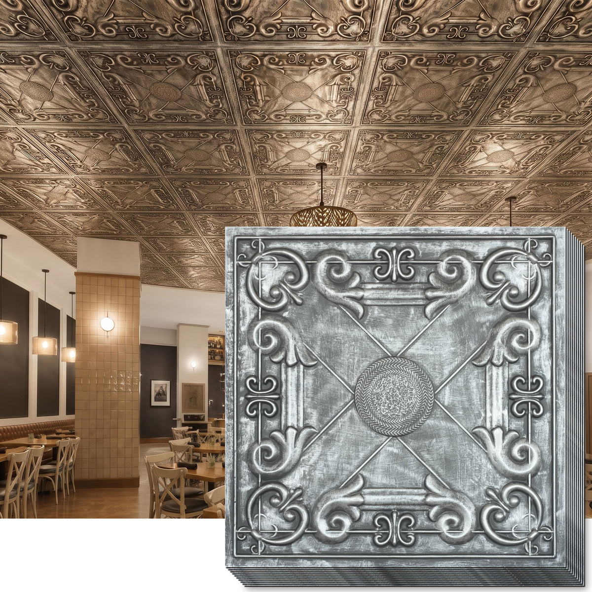 PAINTSDECOR PL22 Antique tin PVC ceiling tile product detail