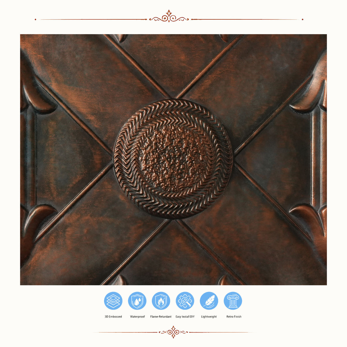 PAINTSDECOR PL22 Blackened Copper PVC ceiling tile product detail