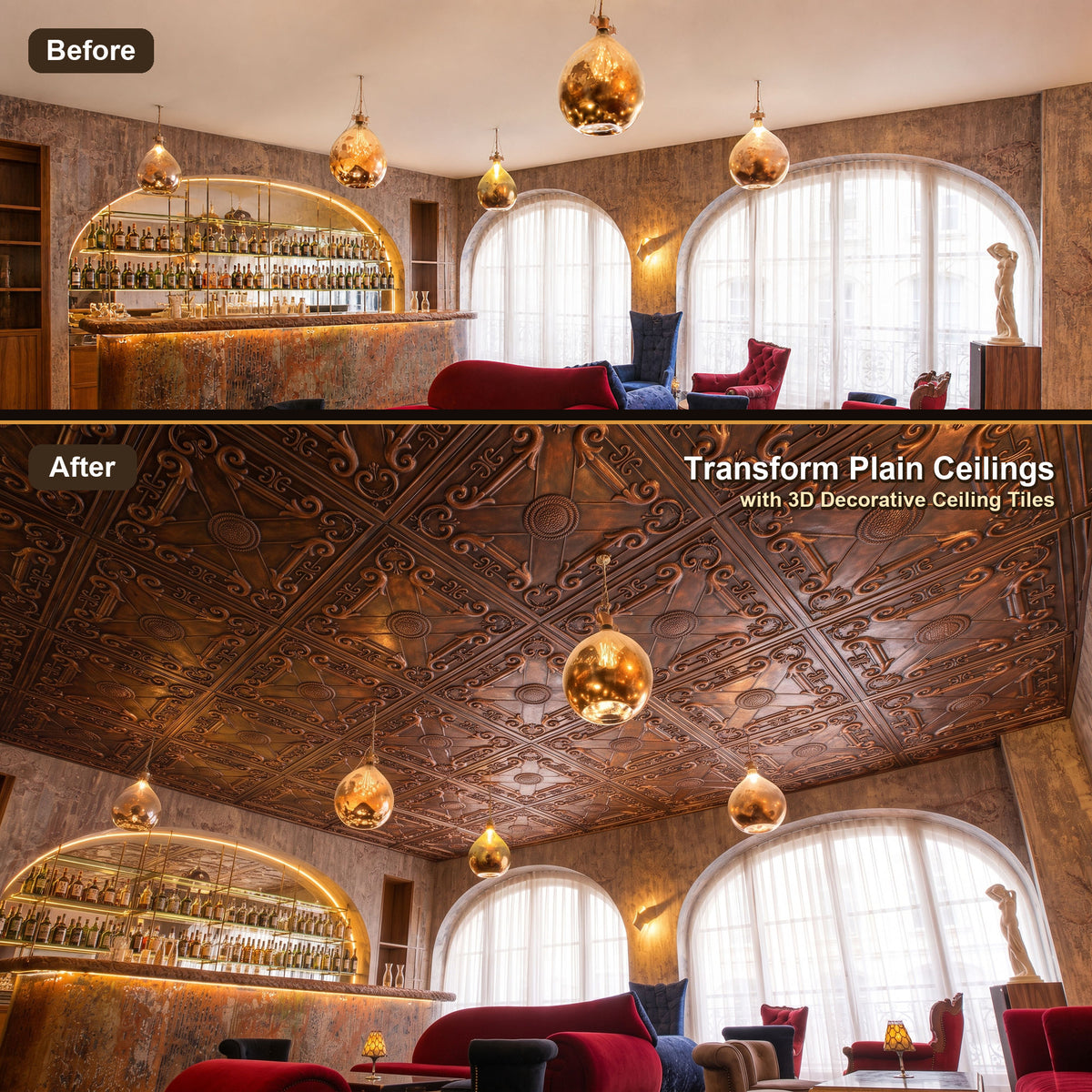 PAINTSDECOR PL22 Blackened Copper PVC ceiling tile product detail