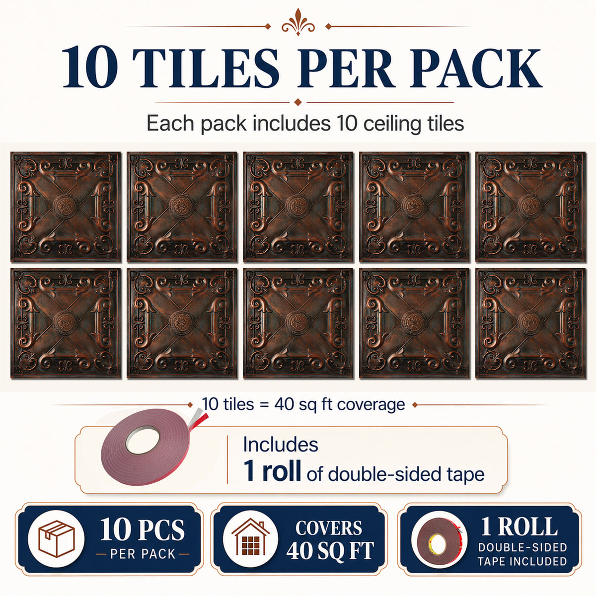 PAINTSDECOR PL22 Blackened Copper PVC ceiling tile product detail