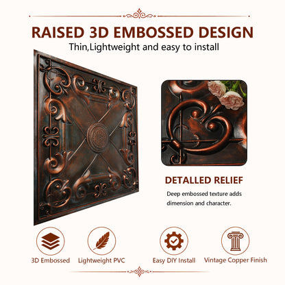 PAINTSDECOR PL22 Blackened Copper PVC ceiling tile product detail