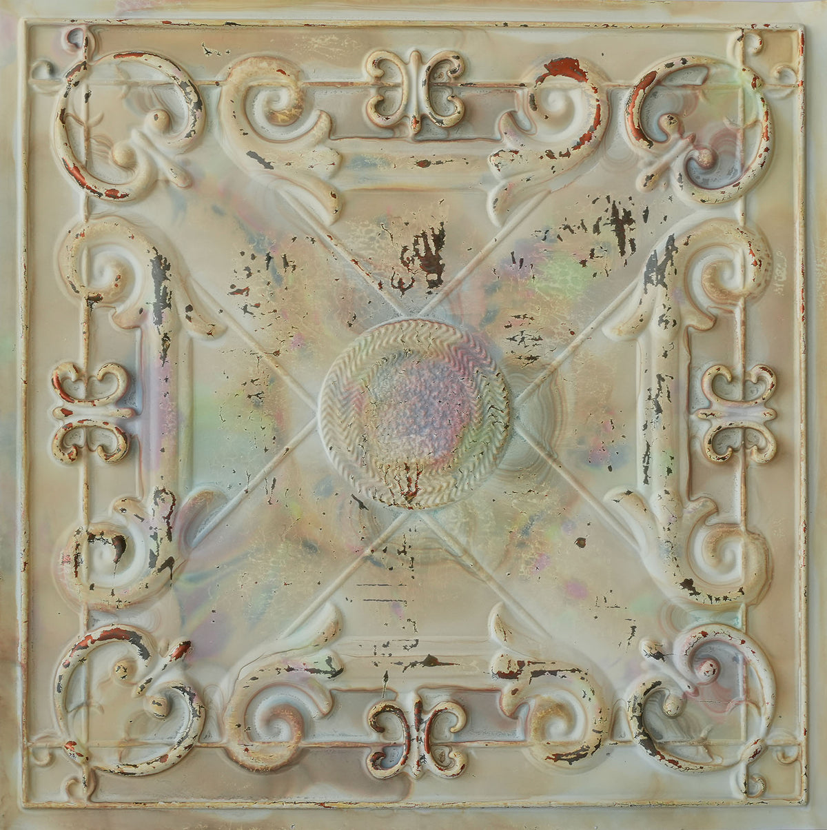 PAINTSDECOR PL22 Distress crack multicolor white PVC ceiling tile product detail