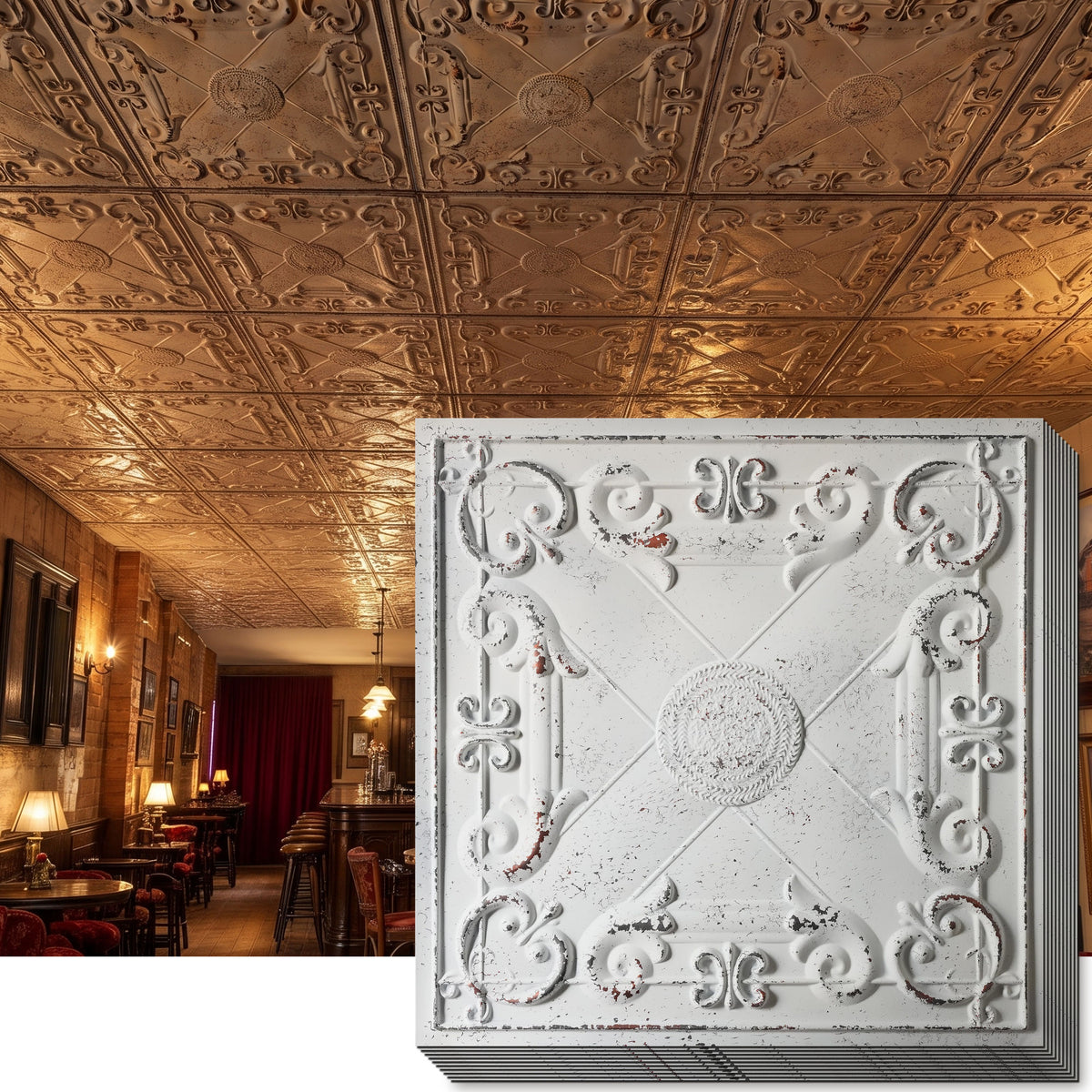 PAINTSDECOR PL22 Distress crack white black PVC ceiling tile product detail
