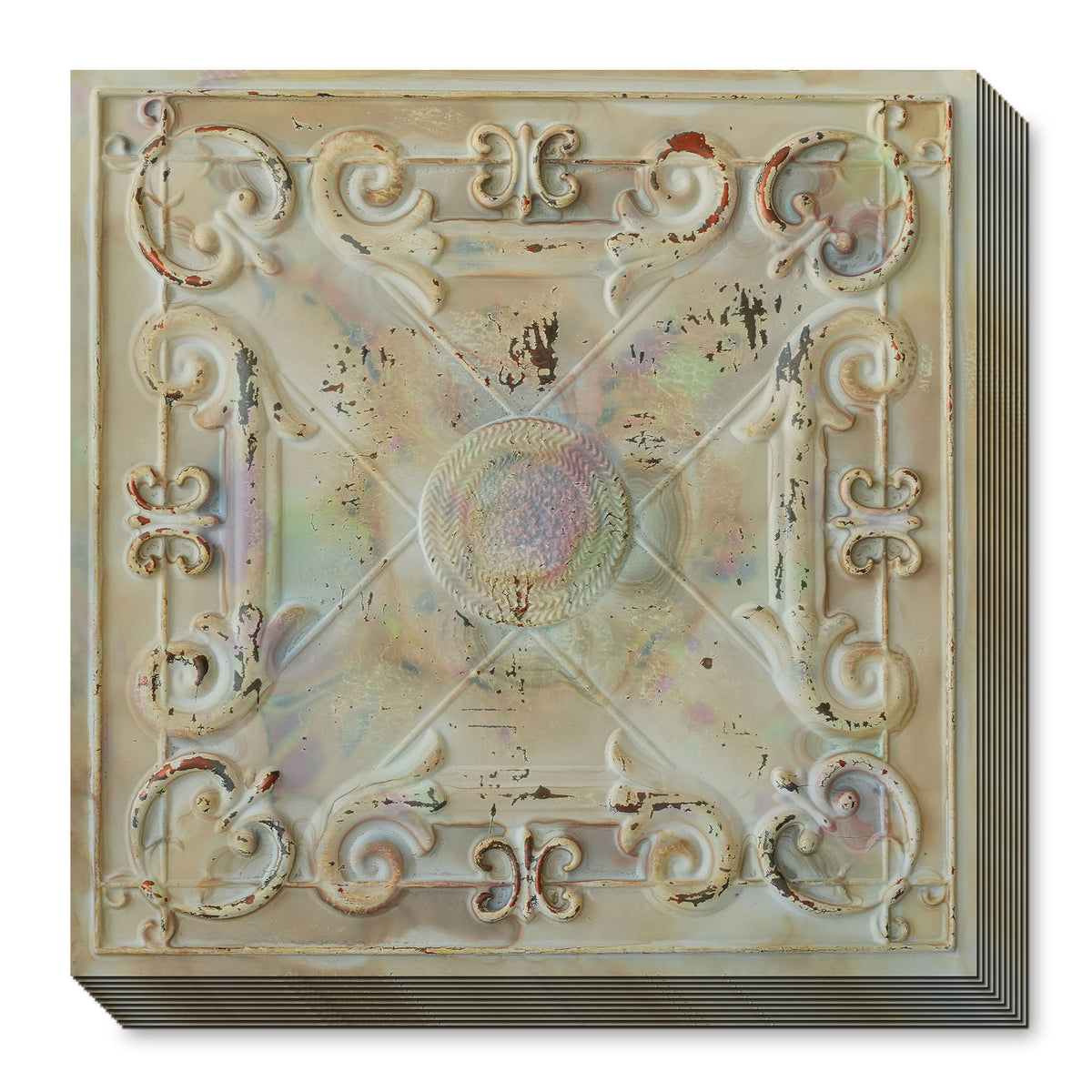 PAINTSDECOR PL22 Distress crack multicolor white PVC ceiling tile product detail
