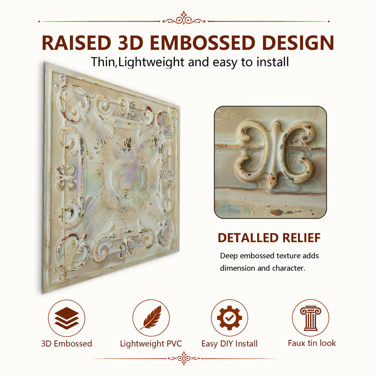 PAINTSDECOR PL22 Distress crack multicolor white PVC ceiling tile product detail