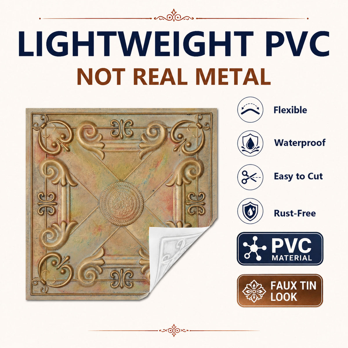 PAINTSDECOR PL22 Multicolor Brass PVC ceiling tile product detail