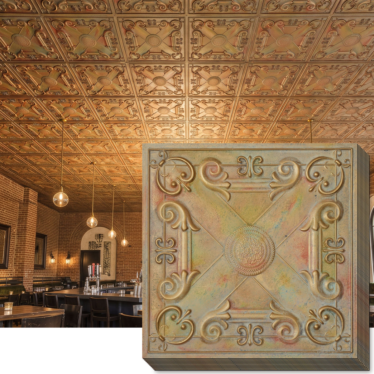 PAINTSDECOR PL22 Multicolor Brass PVC ceiling tile product detail