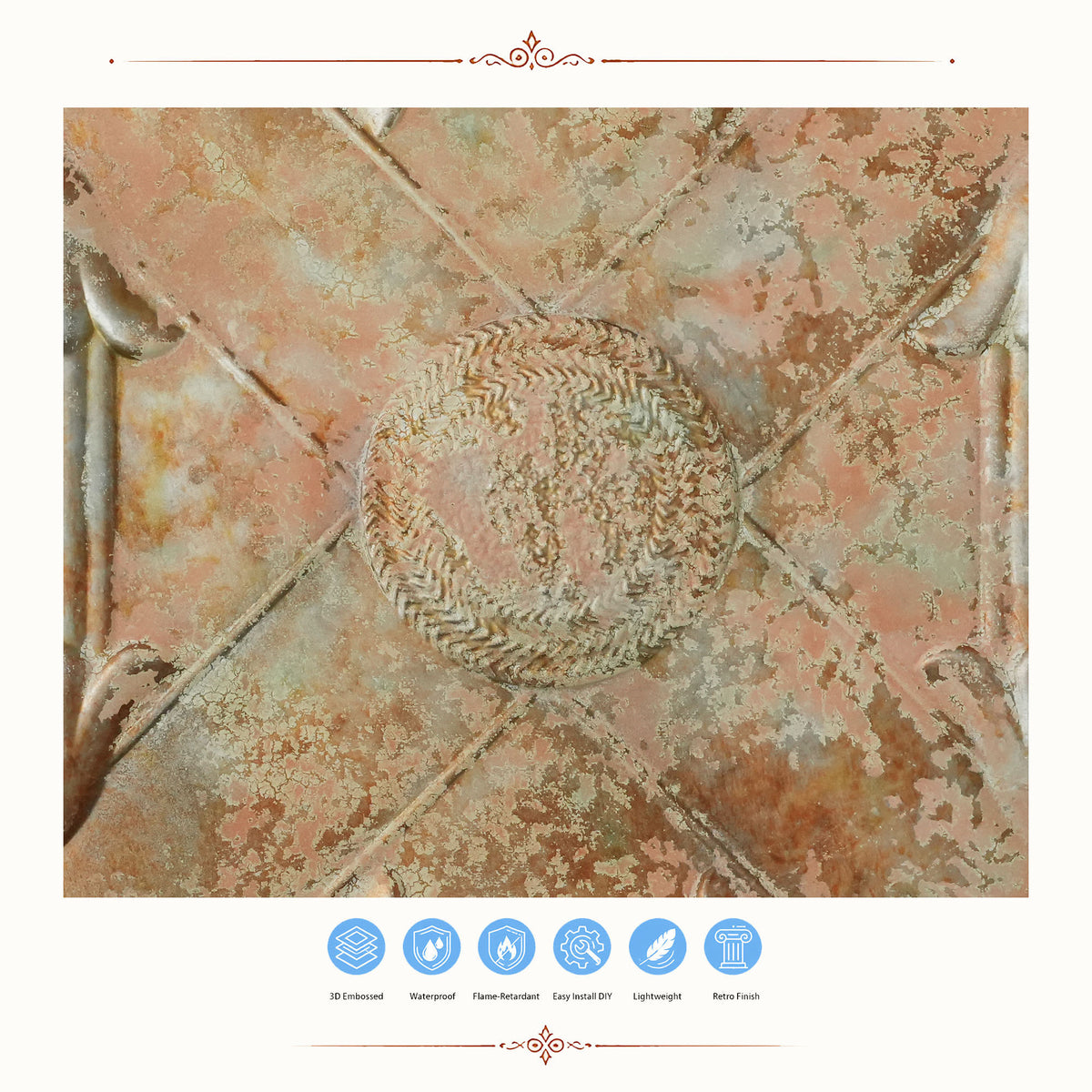 PAINTSDECOR PL22 Palazzo Clay PVC ceiling tile product detail