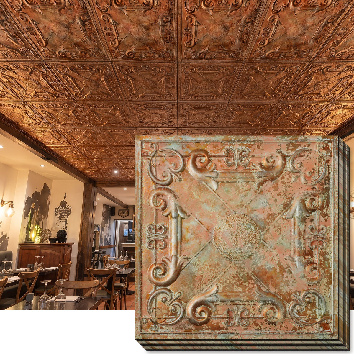 PAINTSDECOR PL22 Palazzo Clay PVC ceiling tile product detail
