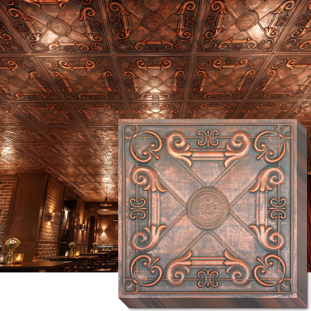 PAINTSDECOR PL22 Rustic copper PVC ceiling tile product detail