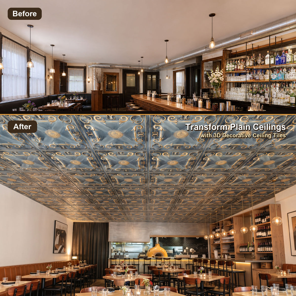 PAINTSDECOR PL22 Smoked gold PVC ceiling tile product detail